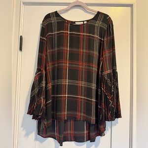 Plaid Bell Sleeve Top